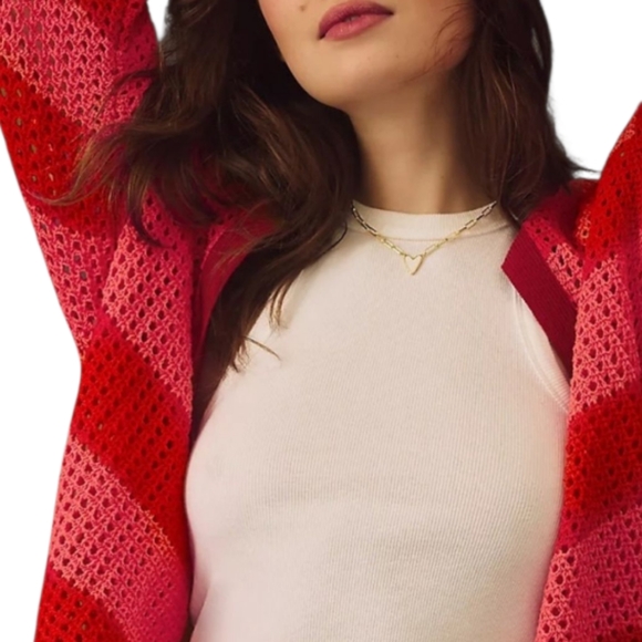 NWT FARM Rio Red and Pink Striped Cardigan - Picture 7 of 7